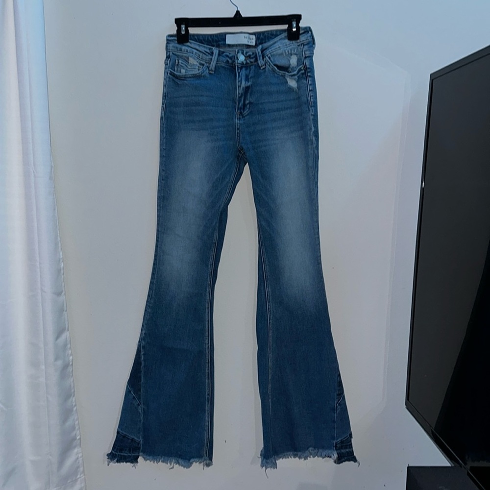bridge by gly flare 2 tone jeans